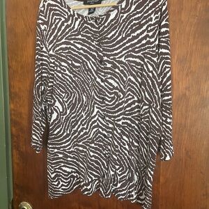 Paraphrase Brown and White Zebra Pattern button front Top